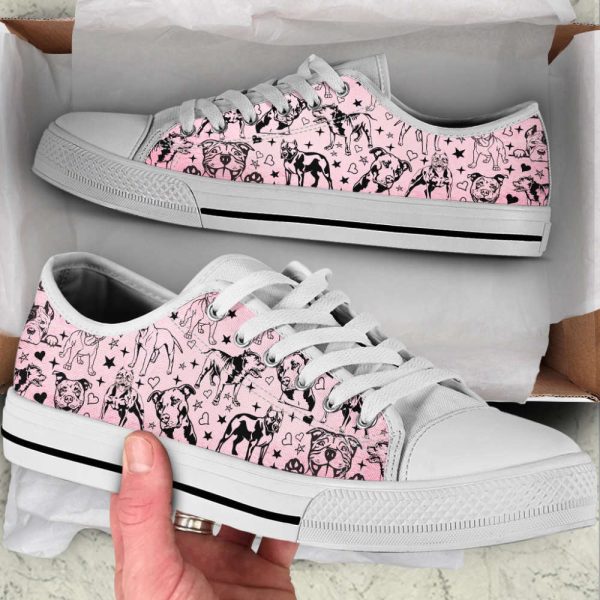 Pit Bull Dog Peeking Pattern Low Top Shoes Canvas Sneakers