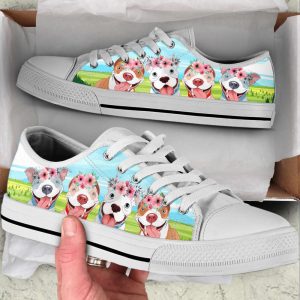 pitbull dog floral wreath low top shoes canvas sneakers casual shoes for men and women dog mom gift.jpeg