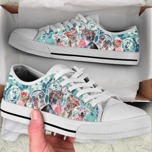 pitbull dog flowers pattern low top shoes canvas sneakers casual shoes for men and women dog mom gift.jpeg