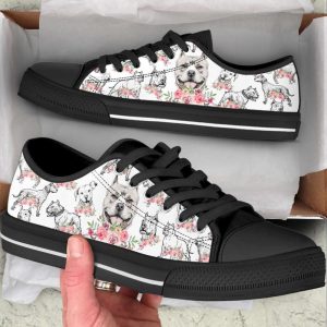 pitbull dog watercolor flower low top shoes canvas sneakers 1 2.jpeg