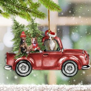Pitbull On Car Christmas Ornament Funny…