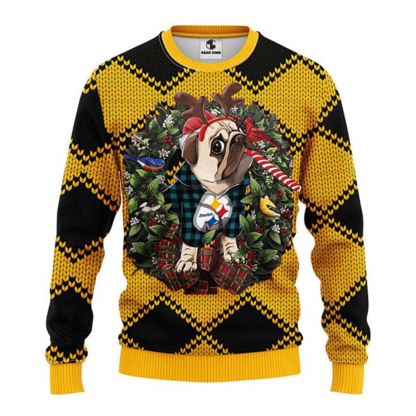 Pittsburgh Steelers Pub Dog  Christmas Ugly Sweater, Gift For Christmas