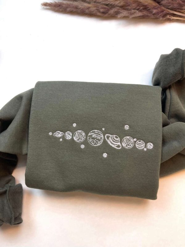 Planets Embroidered  Sweatshirt 2D Crewneck Sweatshirt For Family