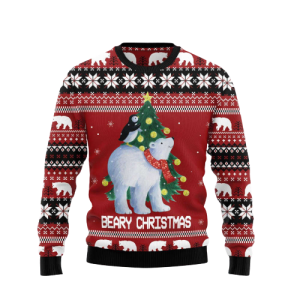 Polar Bear Beary Ugly Christmas Sweater,…