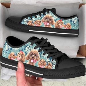 poodle dog flowers pattern low top shoes canvas sneakers casual shoes for men and women dog mom gift 1.jpeg