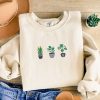 Potted Plants Embroidered Sweatshirt 2D Crewneck Sweatshirt Best Gift For Family