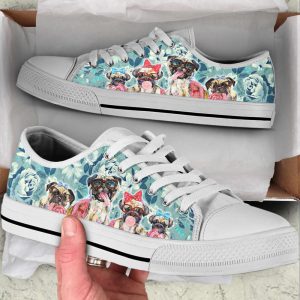 Pug Dog Flowers Low Top Shoes…