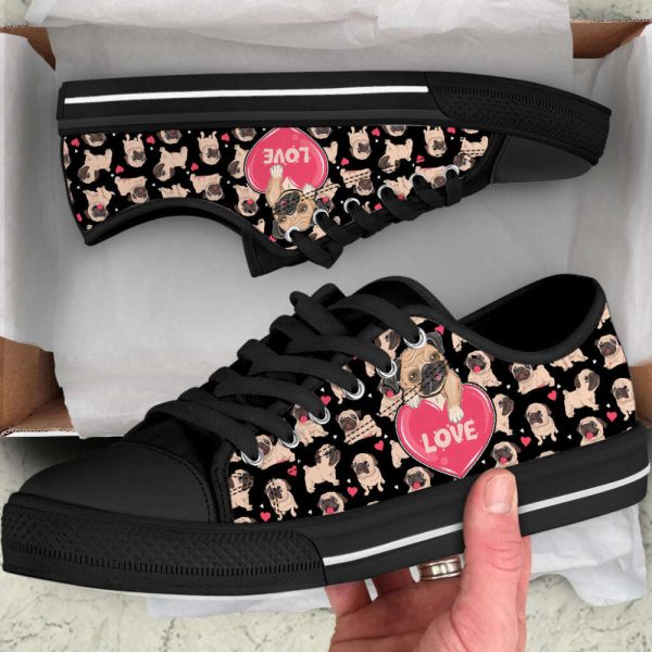 Pug Dog Love You Funny Pattern Seamless Low Top Shoes Personalized Custom