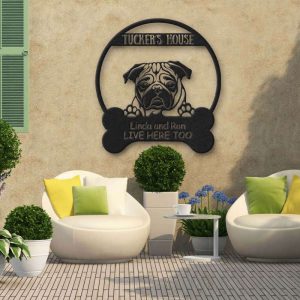 pug dog lovers personalized metal sign dog s house custom name laser cut metal signs 1.jpeg