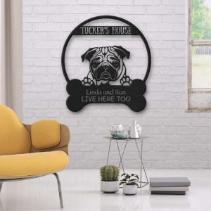 pug dog lovers personalized metal sign dog s house custom name laser cut metal signs.jpeg