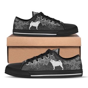 pug dog mandala black and white low top shoes canvas sneakers casual shoes for men and women 1.jpeg