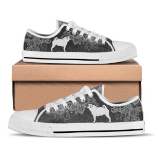 pug dog mandala black and white low top shoes canvas sneakers casual shoes for men and women 2.jpeg