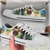 Pug Dog Paint Art Wallpaper Low Top Shoes Canvas Sneakers