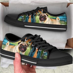pug dog paint art wallpaper low top shoes canvas sneakers casual shoes for men and women 2.jpeg