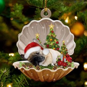 Pug Santa Sleeping In Pearl Ornament…