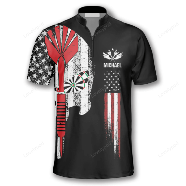 Punisher Skull Flag Custom Darts Jerseys For Men, Perfect Gift For Dart Player