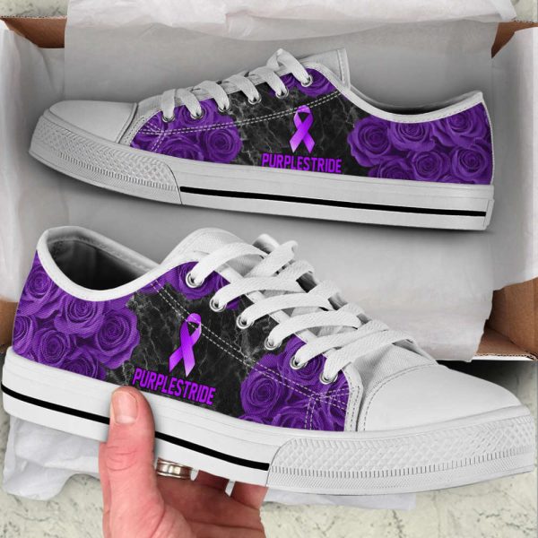Purplestride Shoes Rose Flower Low Top Shoes Canvas Shoes