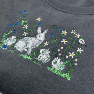 rabbit flowers embroidered sweatshirt 2d crewneck sweatshirt gift for family sws3254 1.jpeg