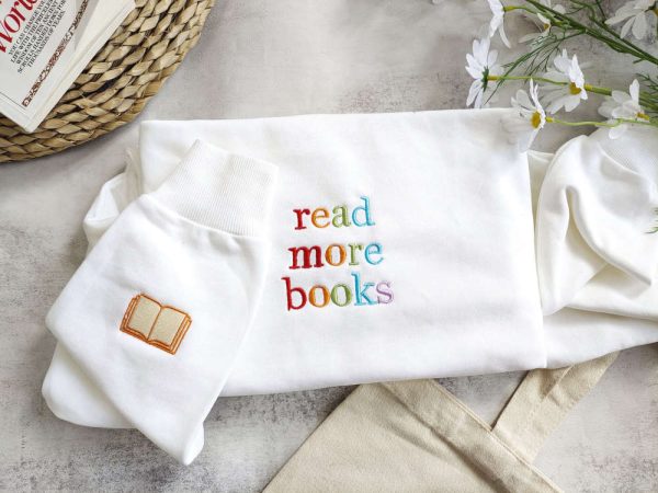 Read more books Embroidered Sweatshirt 2D Crewneck Sweatshirt Gift For Family