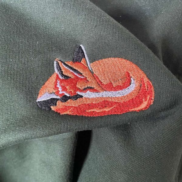 Red Fox Embroidered Sweatshirt 2D Crewneck Sweatshirt For Men And Women