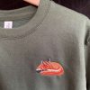 Red Fox Embroidered Sweatshirt 2D Crewneck…