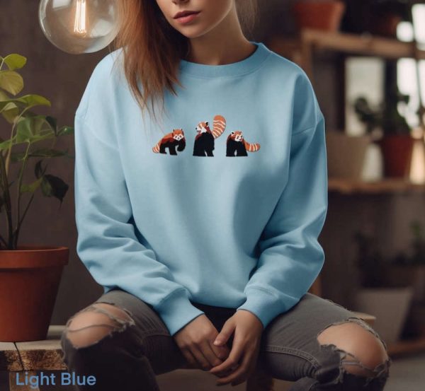 Red Panda Embroidered Sweatshirt 2D Crewneck Sweatshirt Gift For Family