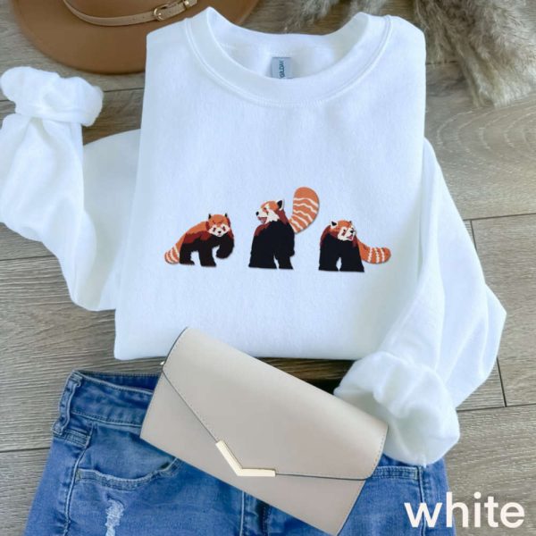 Red Panda Embroidered Sweatshirt 2D Crewneck Sweatshirt Gift For Family