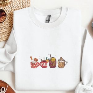 Retro Pumpkin Cup Embroidered Sweatshirt 2D…