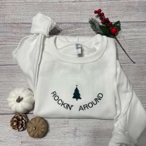 rockin around christmas tree embroidered sweatshirt christmas tree crewneck merry christmas gifts.jpeg