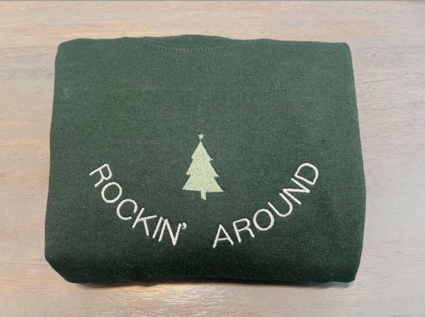 Rockin Around Christmas Tree Embroidered Sweatshirt, Christmas Tree Crewneck