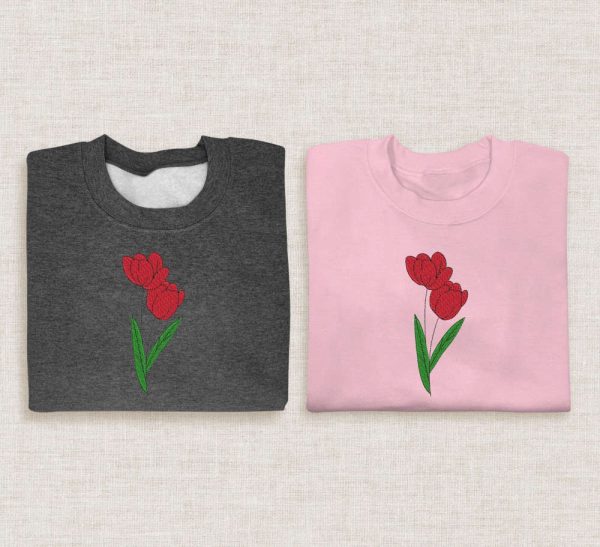 Rose Embroidered Halloween Sweatshirt 2D Crewneck Sweatshirt For Men Women