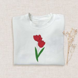 Rose Embroidered Halloween Sweatshirt 2D Crewneck…