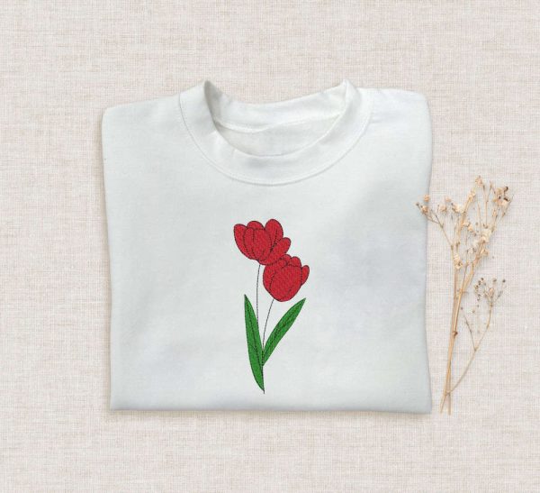 Rose Embroidered Halloween Sweatshirt 2D Crewneck Sweatshirt For Men Women