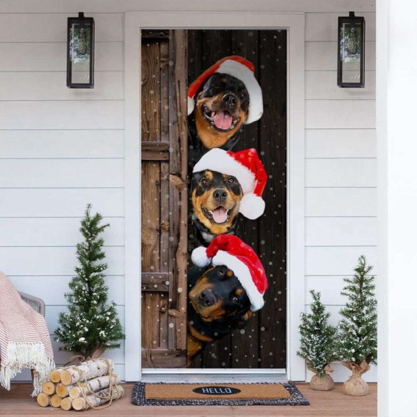 Adding Holiday Cheer: A Rottweiler Christmas Door Cover Merry Christmas