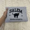 Salem Massachusetts Embroidered Sweatshirt 2D Crewneck Sweatshirt Gift For Pet Lover