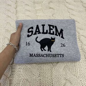 Salem Massachusetts Embroidered Sweatshirt 2D Crewneck…