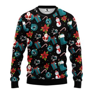 san jose sharks santa claus snowman christmas ugly sweater gift for christmas .jpeg