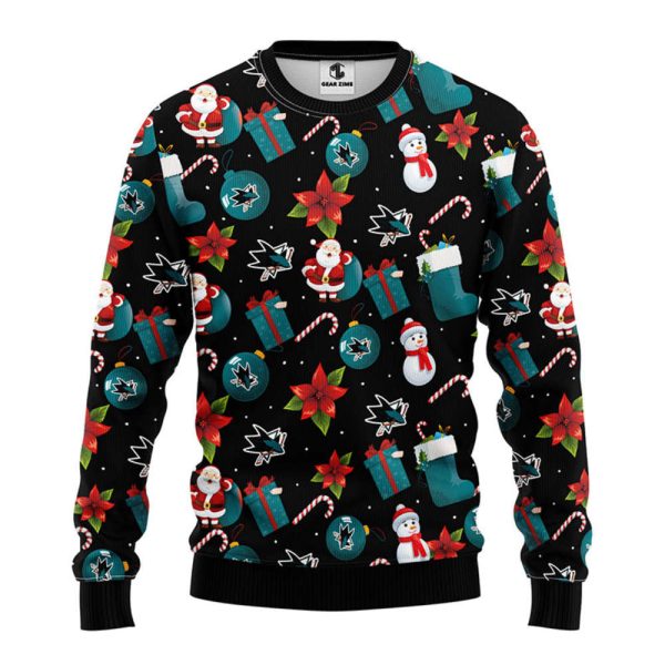 San Jose Sharks Santa Claus Snowman  Christmas Ugly Sweater, Gift For Christmas