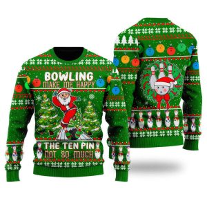 Santa Bowling Go Strike Ugly Christmas…