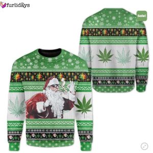 Santa Cannabis Plants Ugly Christmas Sweater,…