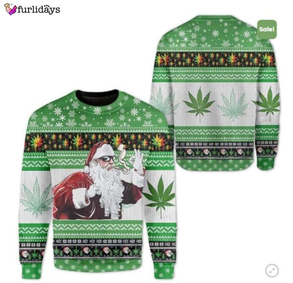 Santa Cannabis Plants Ugly Christmas Sweater, Xmas Sweater, Christmas Gift Sweatshirt, Gift Man/ Women/Kid