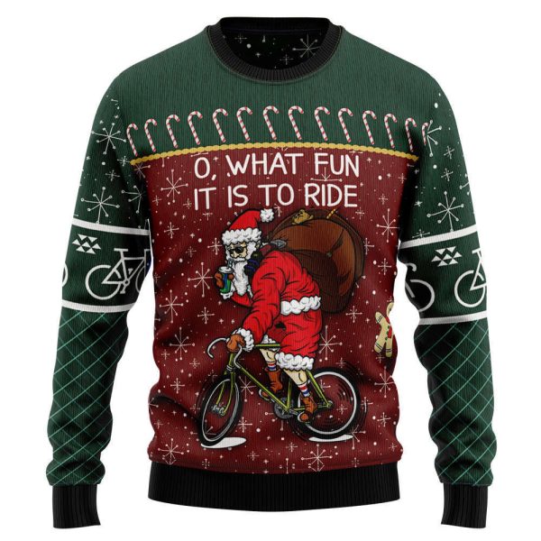 Santa Cycling T1811 Ugly Christmas Sweater – Noel Malalan Signature