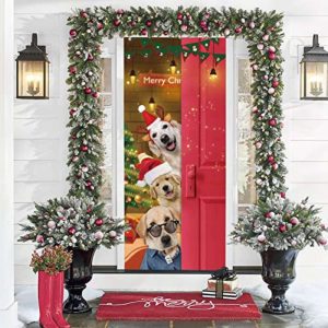 Santa Dogs Merry Christmas Door Cover…