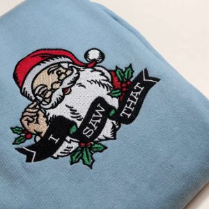 Santa Embroidered Sweatshirt 2D Crewneck Sweatshirt…