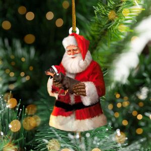 Santa Hug Dachshund Christmas Ornament Dog…