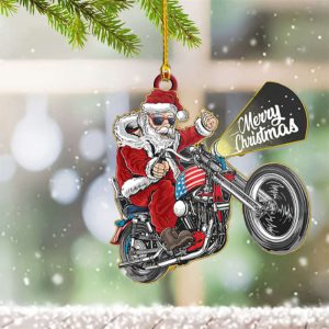 Santa Motorcycle Christmas Ornament Santa Riding…