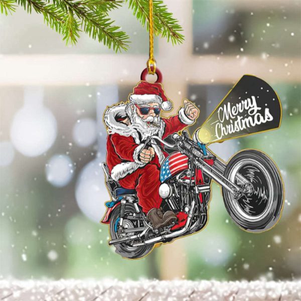 Santa Motorcycle Christmas Ornament Santa Riding A Motorcycle Ornament 2023