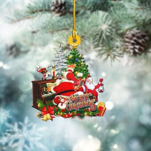 Santa Playing Piano Merry Christmas Ornament…