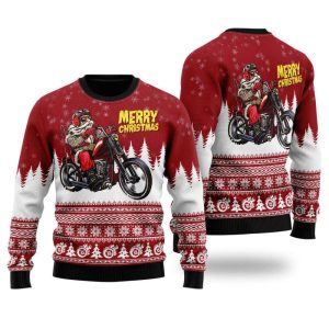 Santa Riding Motorbike To Holiday Ugly…