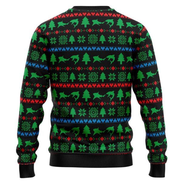 T1210 Santa Riding Shark Ugly Christmas Sweater – Noel Malalan
